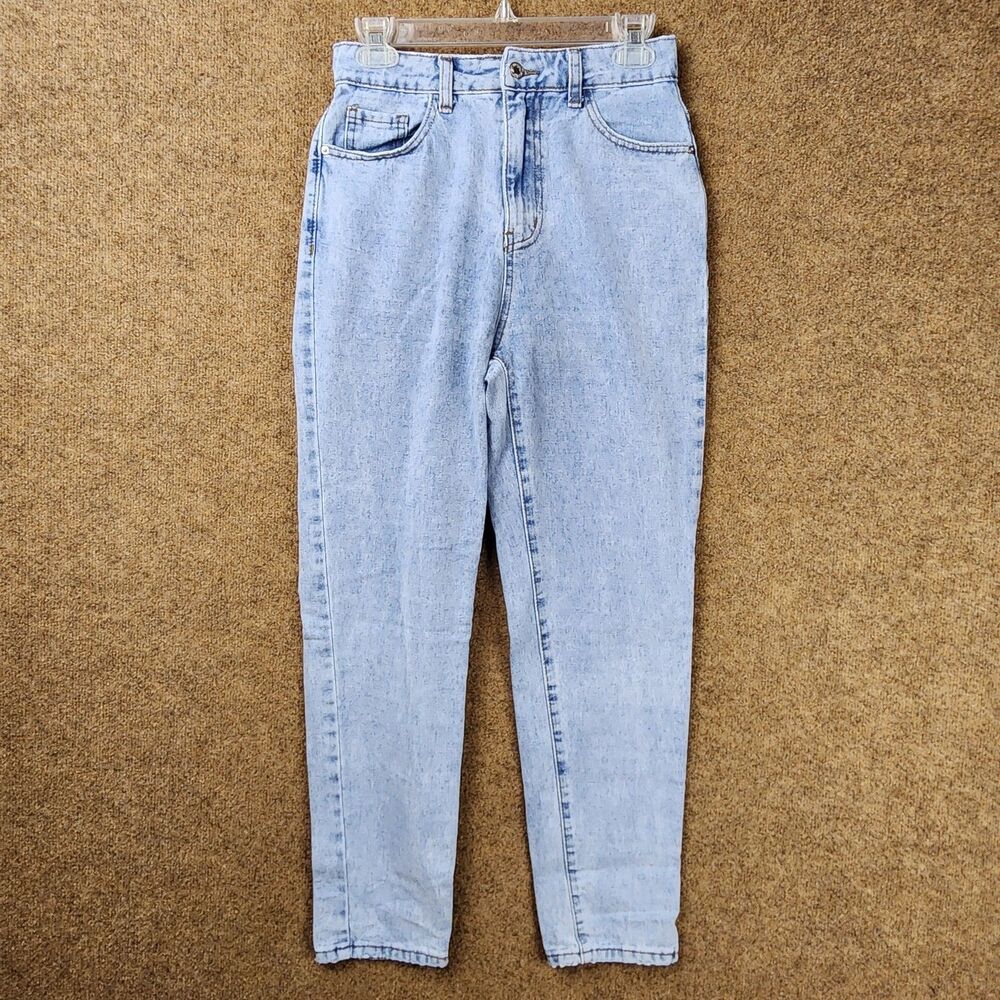 Wanderful Boutique Junior Mom Jeans Light Wash Size 27 High Rise Pockets Blue